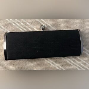 Nordstrom black taffeta evening clutch with rhinestones closure